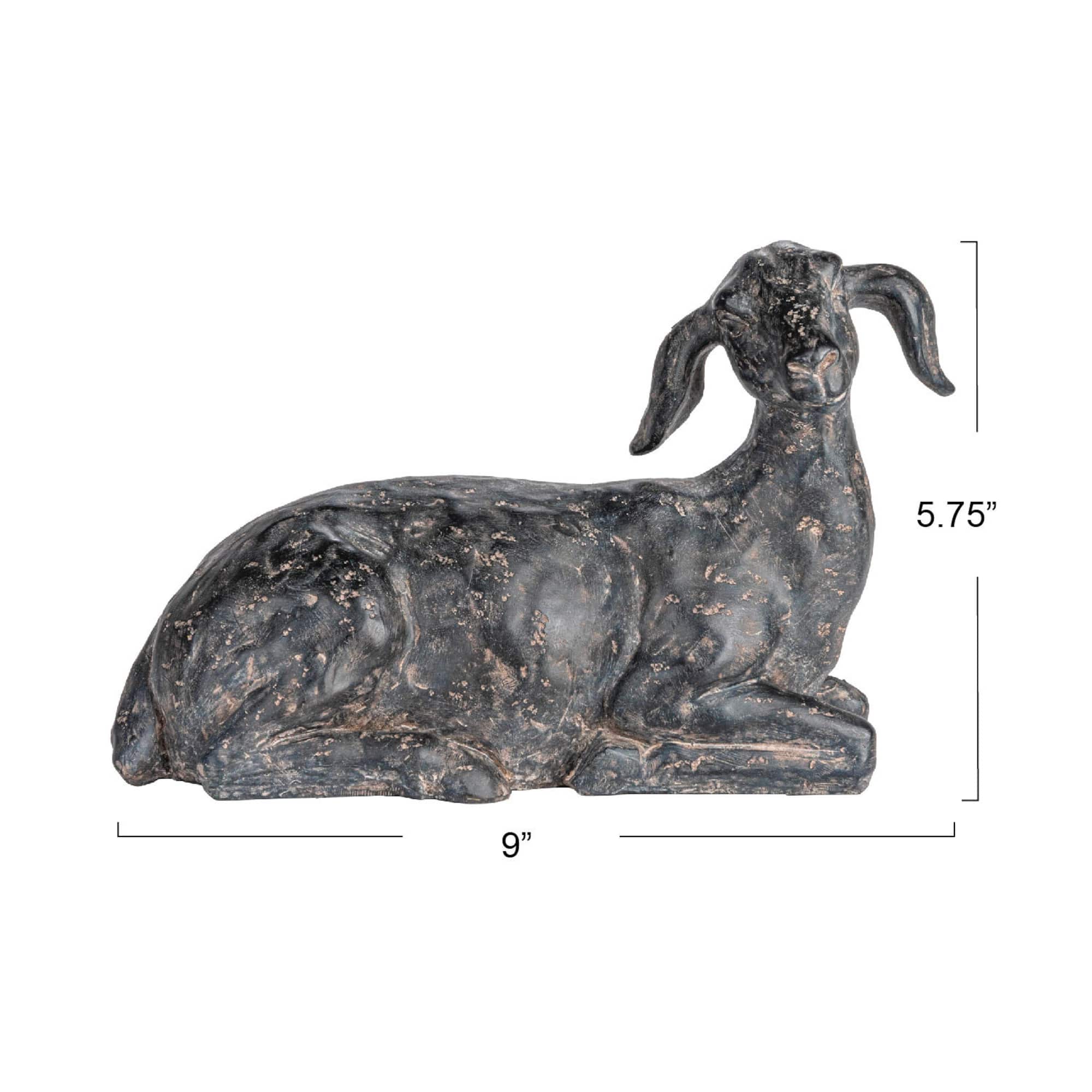 Hello Honey® 9" Black Lying in Rest Goat Accent Décor with Cast Iron Finish